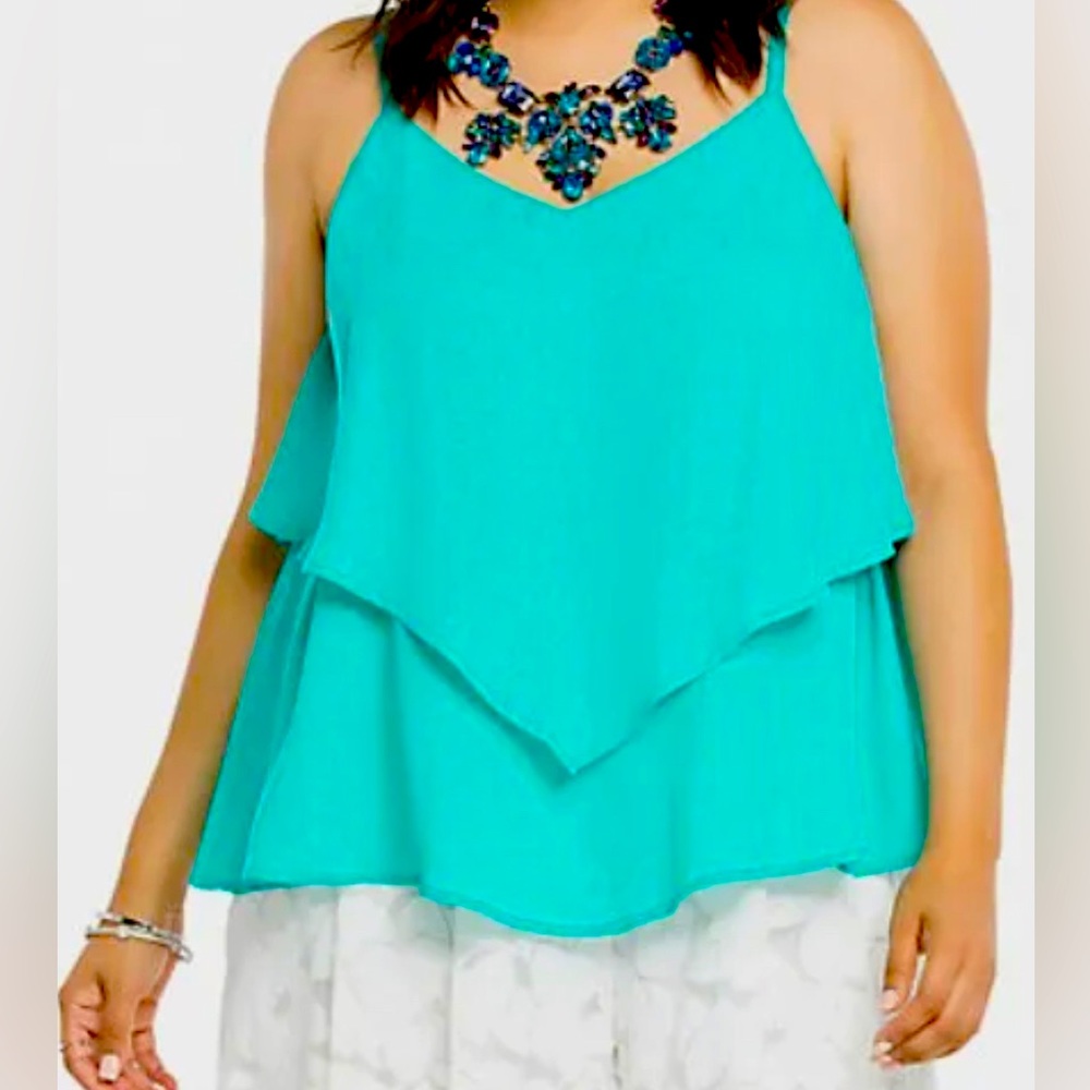 Torrid Double Layer Crisscross Cami Turquoise